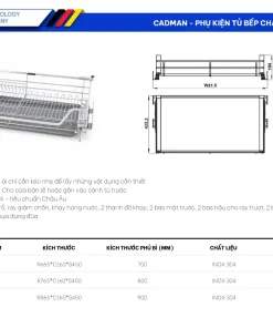 GIÁ XOONG BÁT ĐĨA NAN DẸT INOX 304 RAY ÂM GIẢM CHẤN