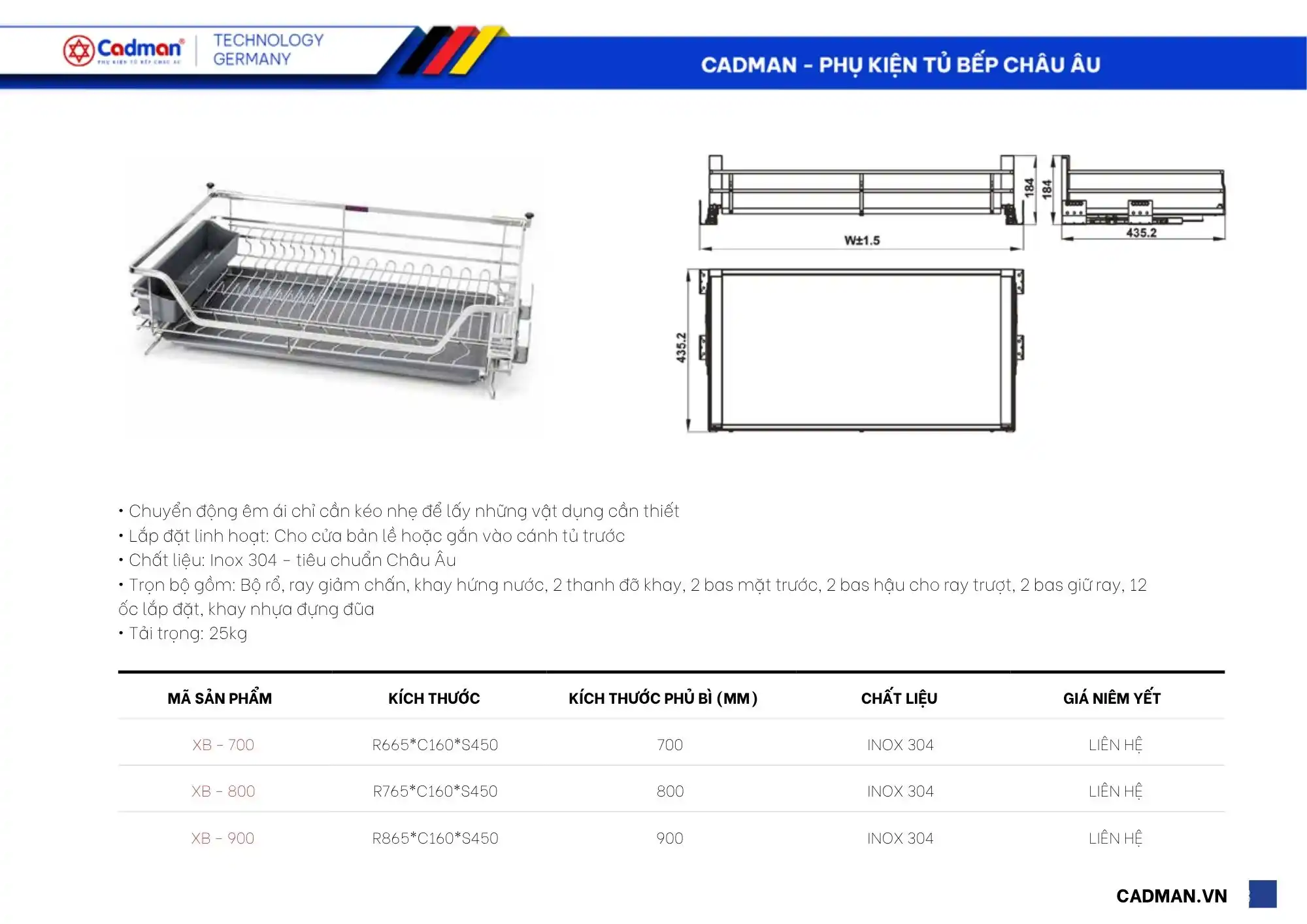 gia-xoong-bat-dia-thong-so-kich-thuoc GIÁ XOONG BÁT ĐĨA NAN DẸT INOX 304 RAY ÂM GIẢM CHẤN