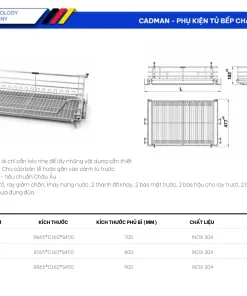 Giá Xoong Nồi Nan Dẹt Inox 304 Ray Âm Giảm Chấn