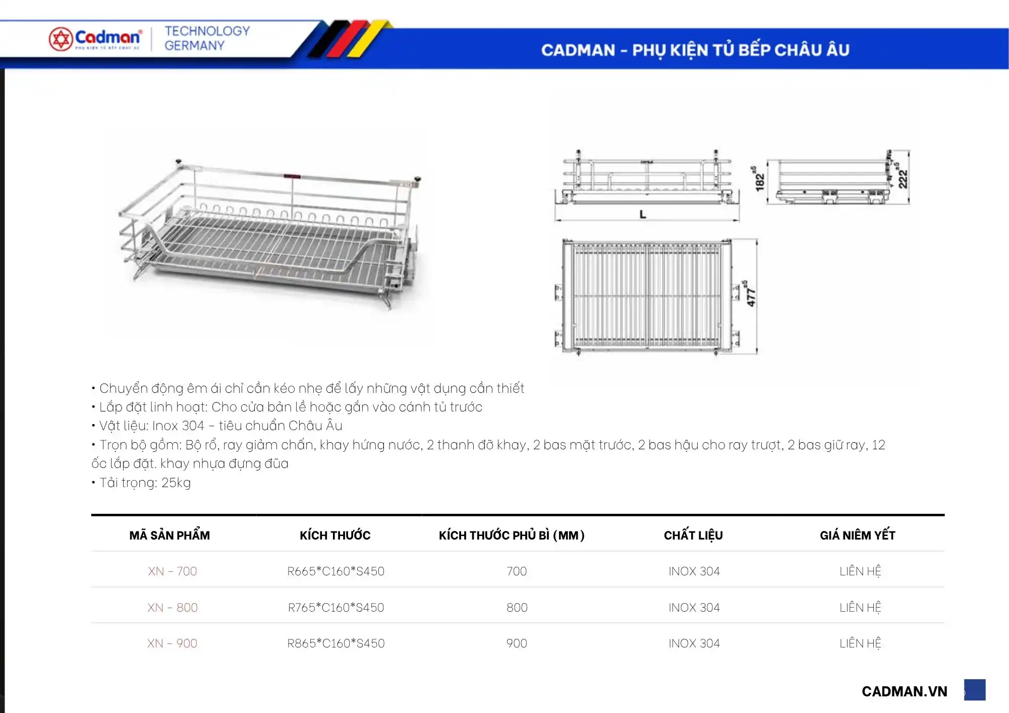 gia-xoong-noi-thong-so-kich-thuoc Giá Xoong Nồi Nan Dẹt Inox 304 Ray Âm Giảm Chấn