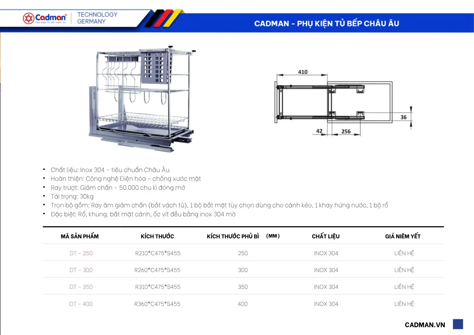 ke-dao-thot-thong-so-kich-thuoc Kệ Dao Thớt Nan Dẹt Inox 304 Ray Giảm Chấn