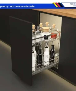 Kệ Gia Vị Nan Dẹt Inox 304 Ray Giảm Chấn