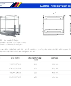 Kệ Gia Vị Nan Dẹt Inox 304 Ray Giảm Chấn