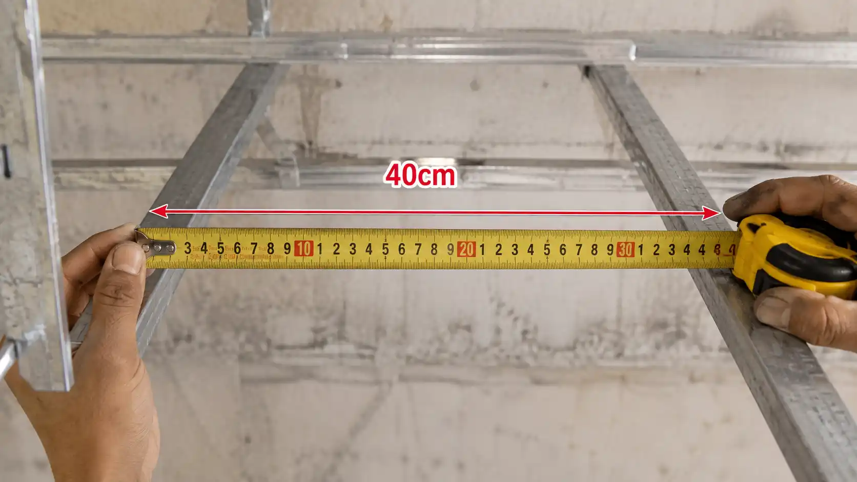 Đo đạc khoảng cách khung xương trần nhựa lam sóng chuẩn 35cm đến 40cm chống võng