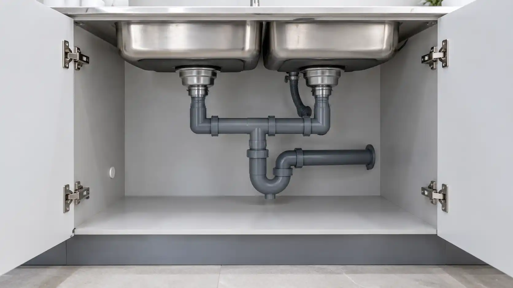 Khoang chậu rửa tủ bếp Ecostar 18mm dán nẹp chỉ máy và bản lề inox 304