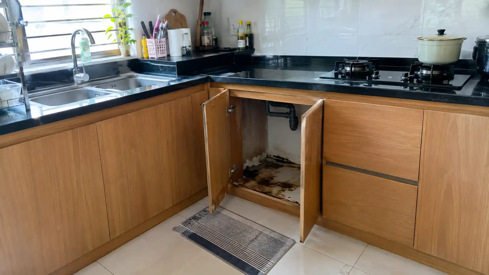 Kiểm tra phần tủ bếp cần sửa hoặc thay