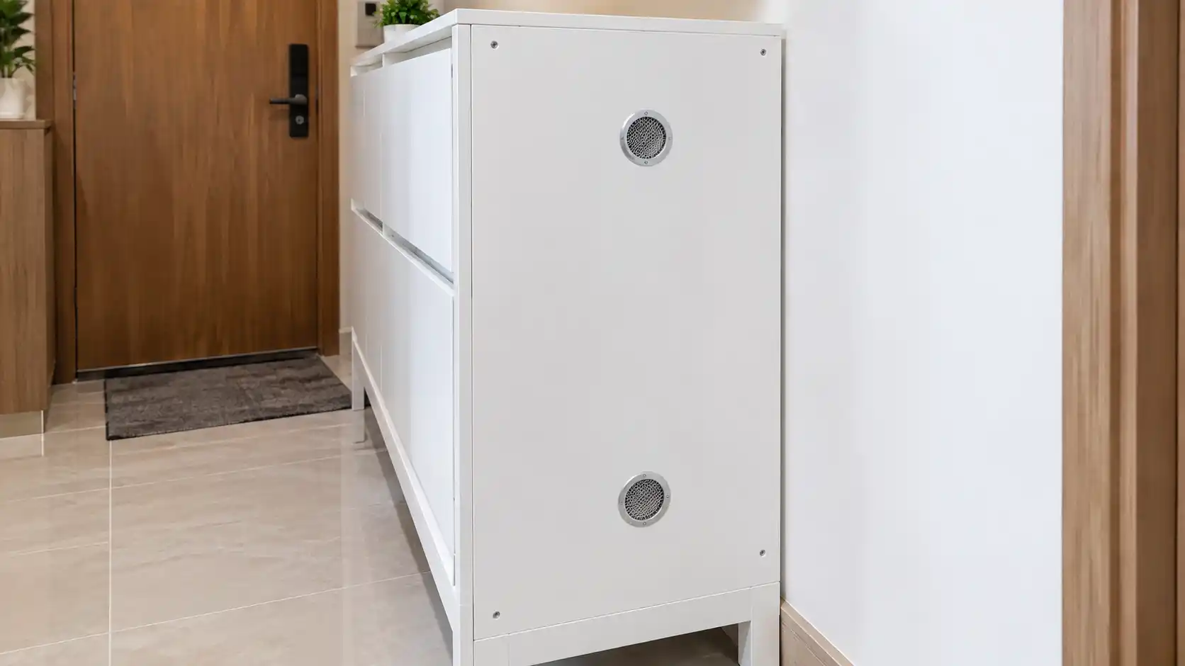Nắp thông hơi tròn gắn trên tủ giày thông minh nhựa Ecostar 18mm giúp thoát khí khử mùi