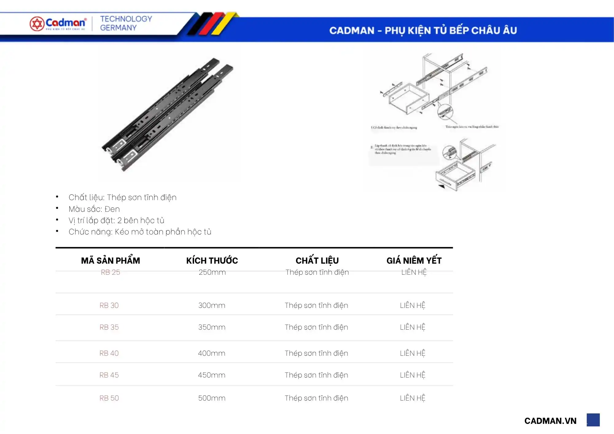 ray-bi-3-cap-thong-so-kich-thuoc Ray Bi 3 Cấp Sơn Tĩnh Điện