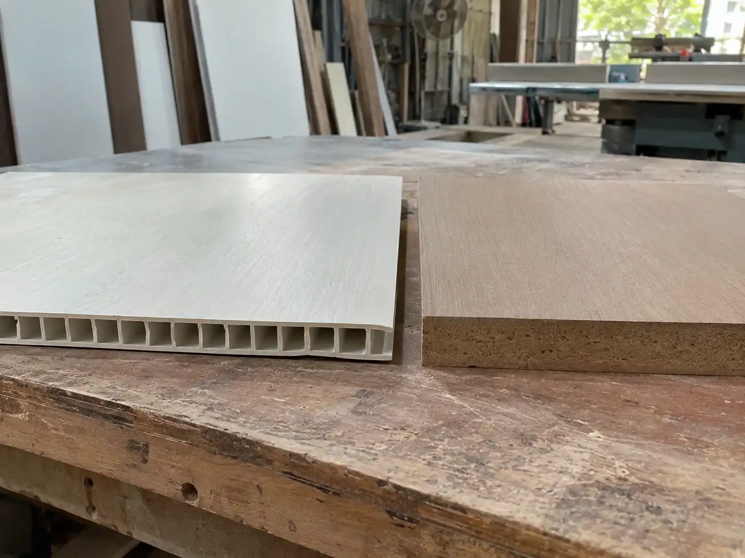 So sánh cấu tạo tấm nhựa và MDF làm tủ