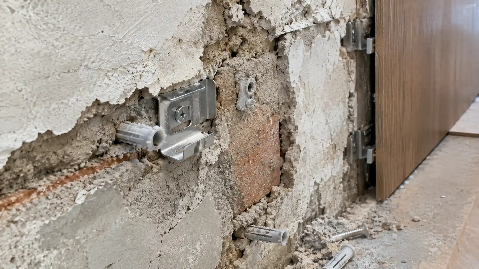 Tắc kê tuột ren trên tường vôi cát mục làm vách nhựa nano ọp ẹp