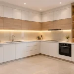 Tủ bếp nhựa Ecostar 18mm hoàn thiện mặt đá hoa cương sang trọng