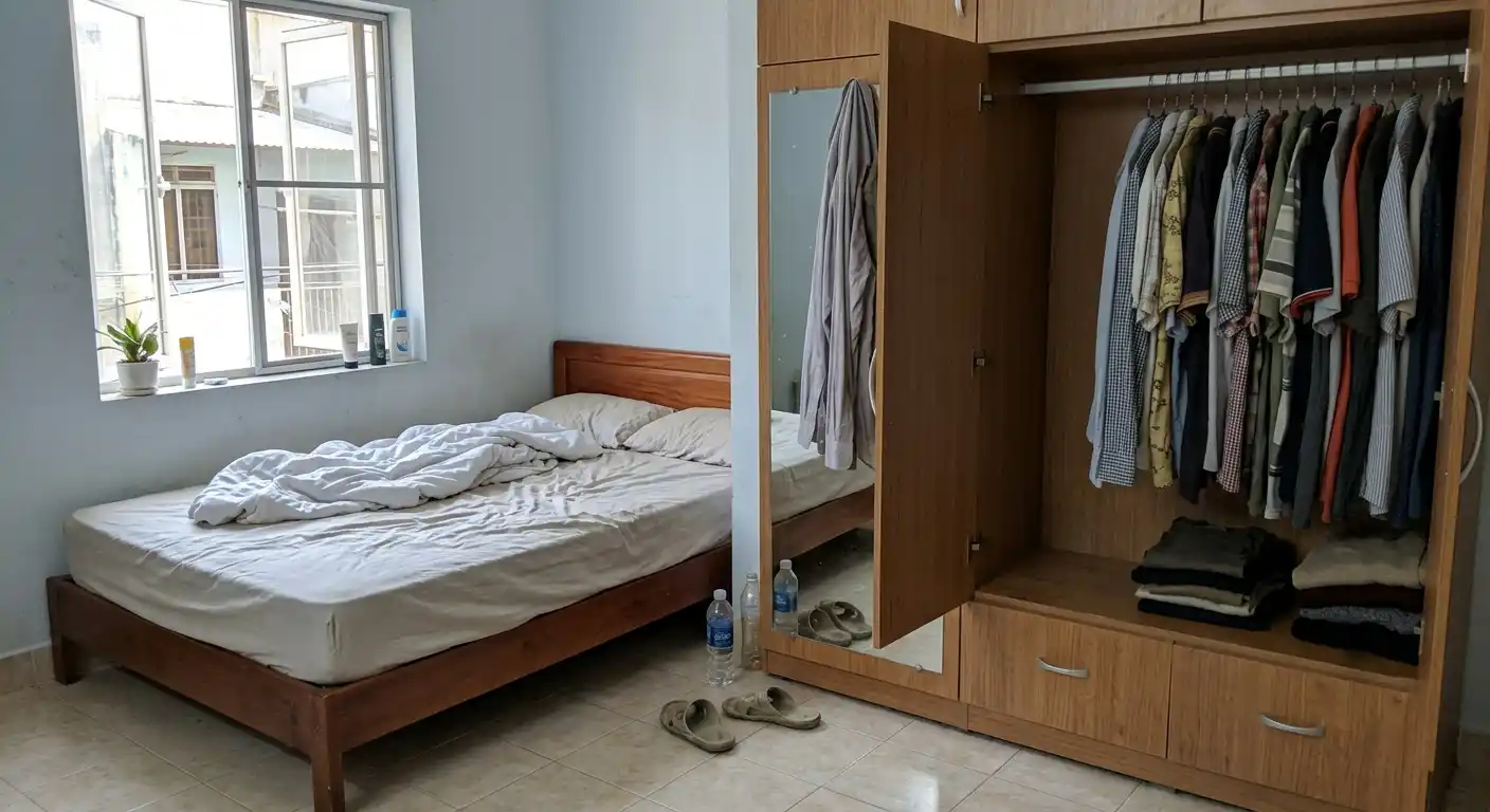 Tủ quần áo khô thoáng sau khi xử lý nguồn ẩm