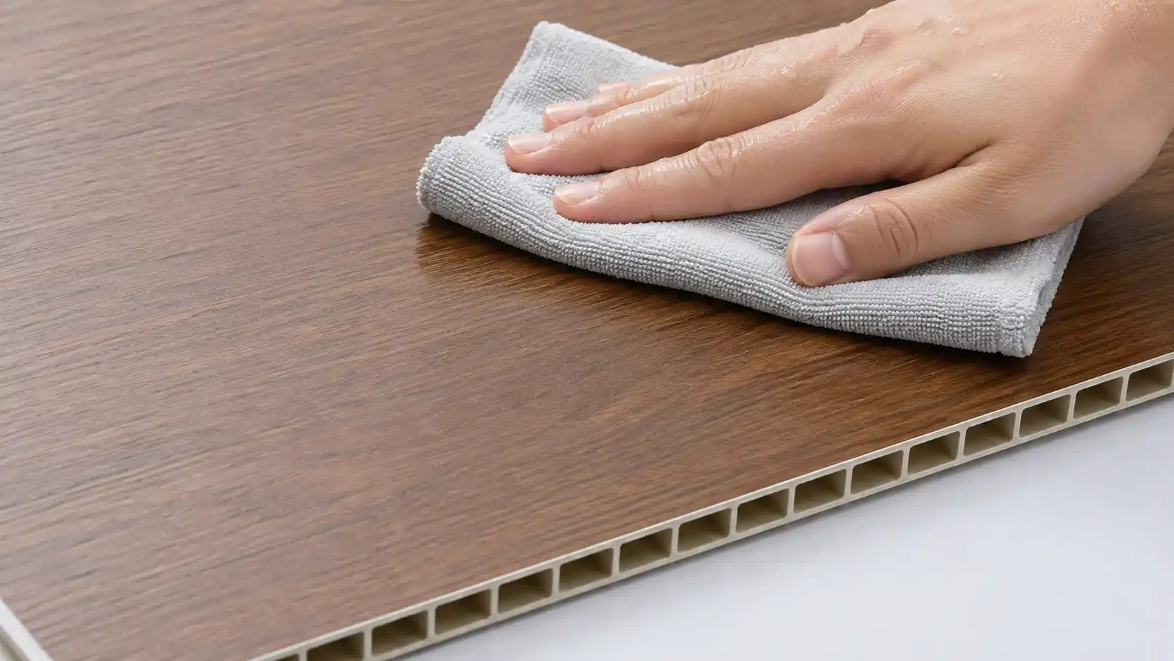 Vệ sinh bề mặt trần nhựa nano dễ dàng bằng khăn ẩm không lo trầy xước