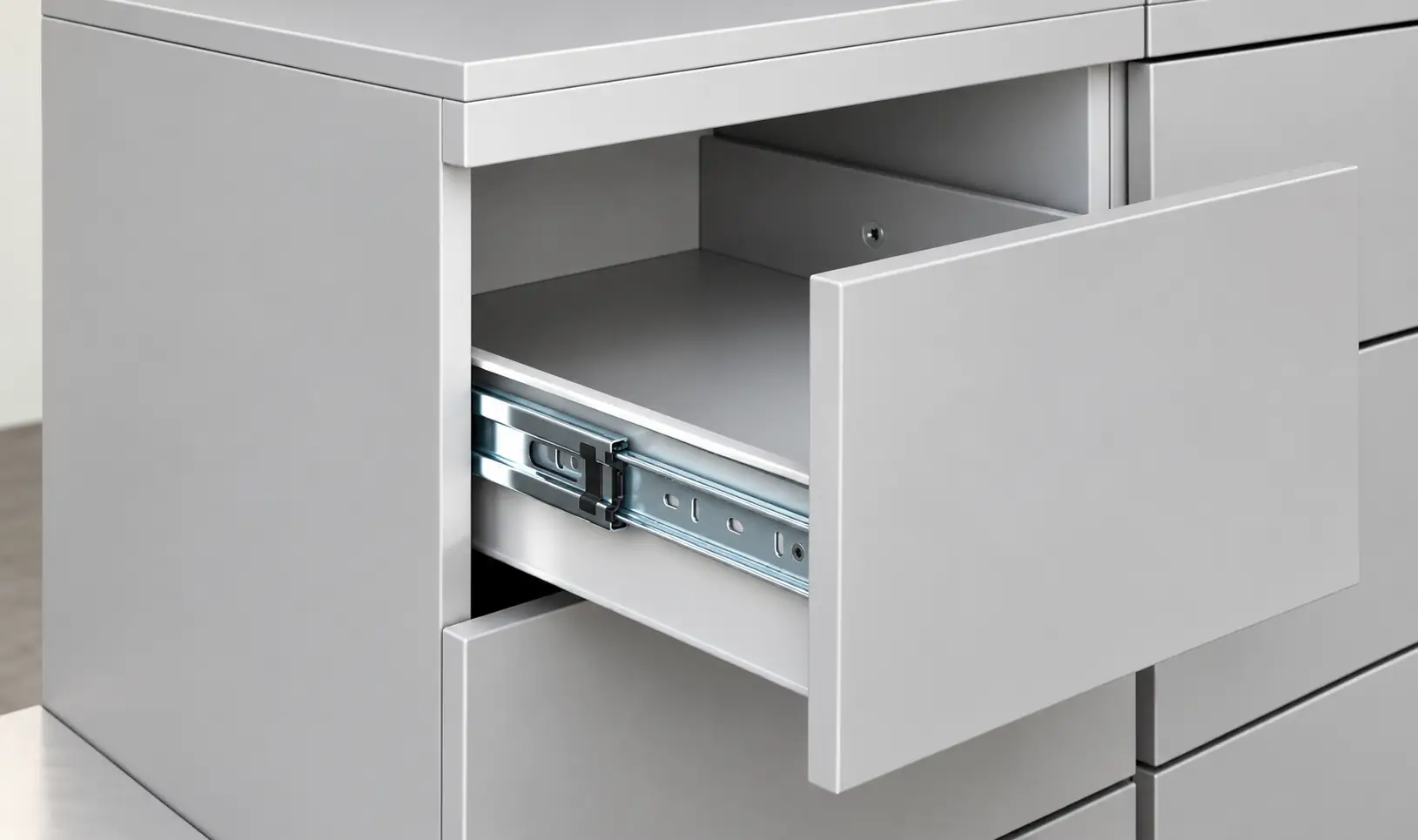 Cặp thanh ray bi giảm chấn Inox Cadman bằng thép không gỉ sáng bóng chống rỉ sét