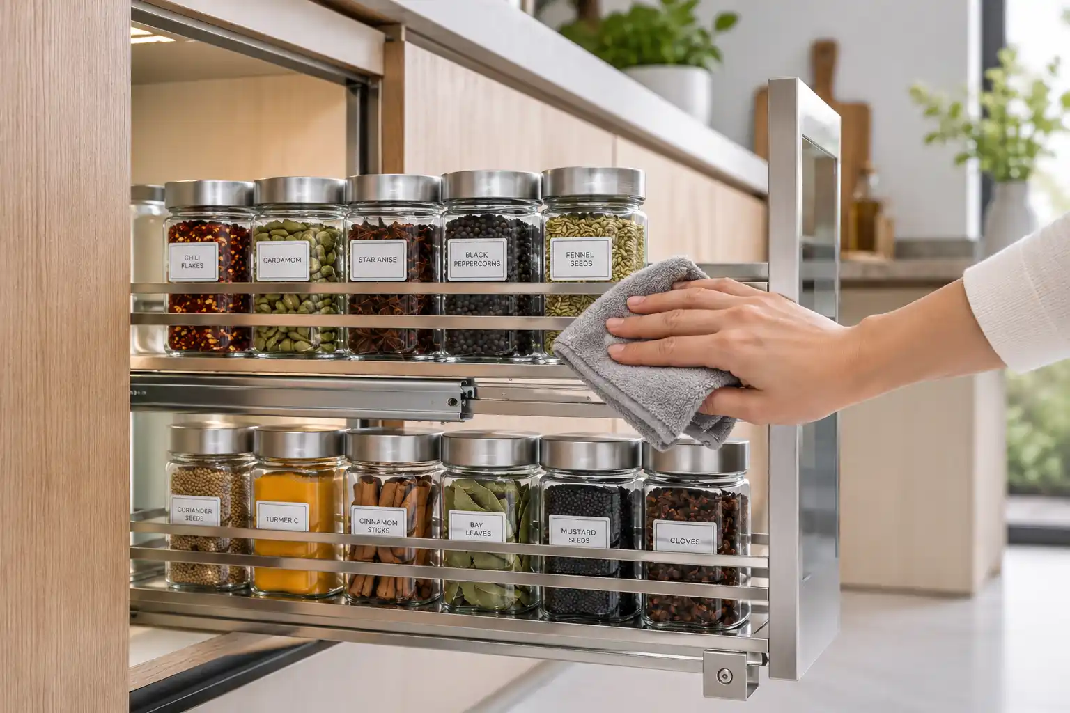 Dùng khăn vải mềm lau chùi vệ sinh phụ kiện Inox định kỳ