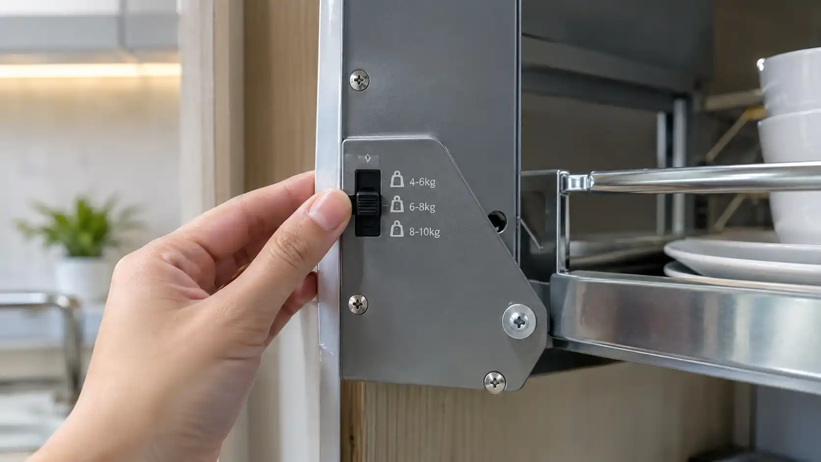 Hướng dẫn chỉnh nút gạt trợ lực tải trọng trên giá bát nâng hạ