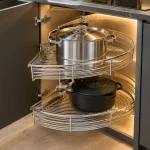 Mâm xoay góc tủ bếp Cadman Inox 304 nan dẹt mở trọn góc chết cho tủ bếp chữ L