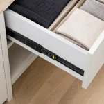 ray bi 3 cấp giảm chấn Cadman thép sơn tĩnh điện màu đen cho hộc tủ quần áo