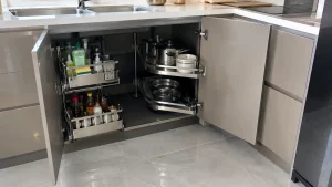 Trọn bộ phụ kiện tủ bếp dưới thông minh Cadman inox 304., phụ kiện tủ bếp dưới gồm những gì