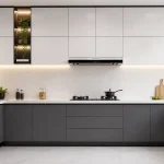 Tủ bếp nhựa chống mối mọt cánh phẳng hiện đại cho gia đình
